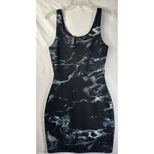 Express Body Contour Marble Print Bodycon Dress Black White Women's S NWT